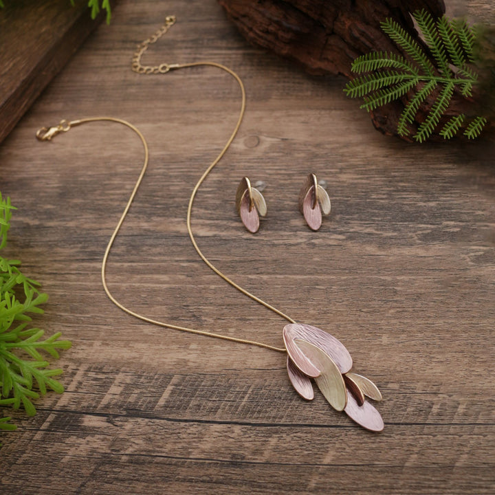 Stylish Enamel Irregular Petal Earrings Necklace Two Pieces Jewelry Set