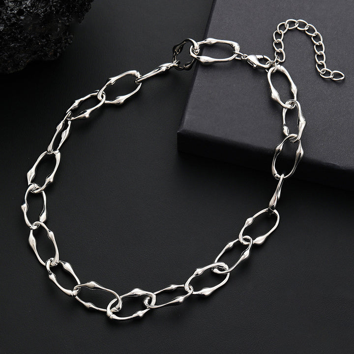 Cool Punk Irregular Circle Alloy Collarbone Necklace