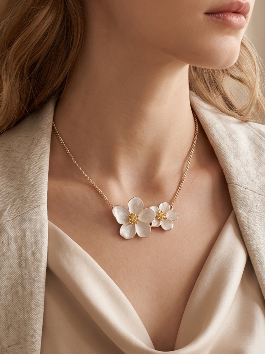 Women's Flower Baroque Chain Necklaces Formal For Bridal & Bridesmaid