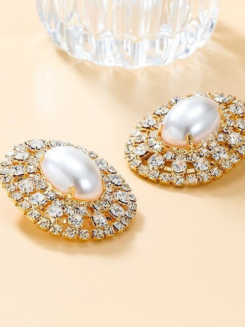 Stud Earrings For Women's Clear White Wedding Work Daily Trendy Earrings