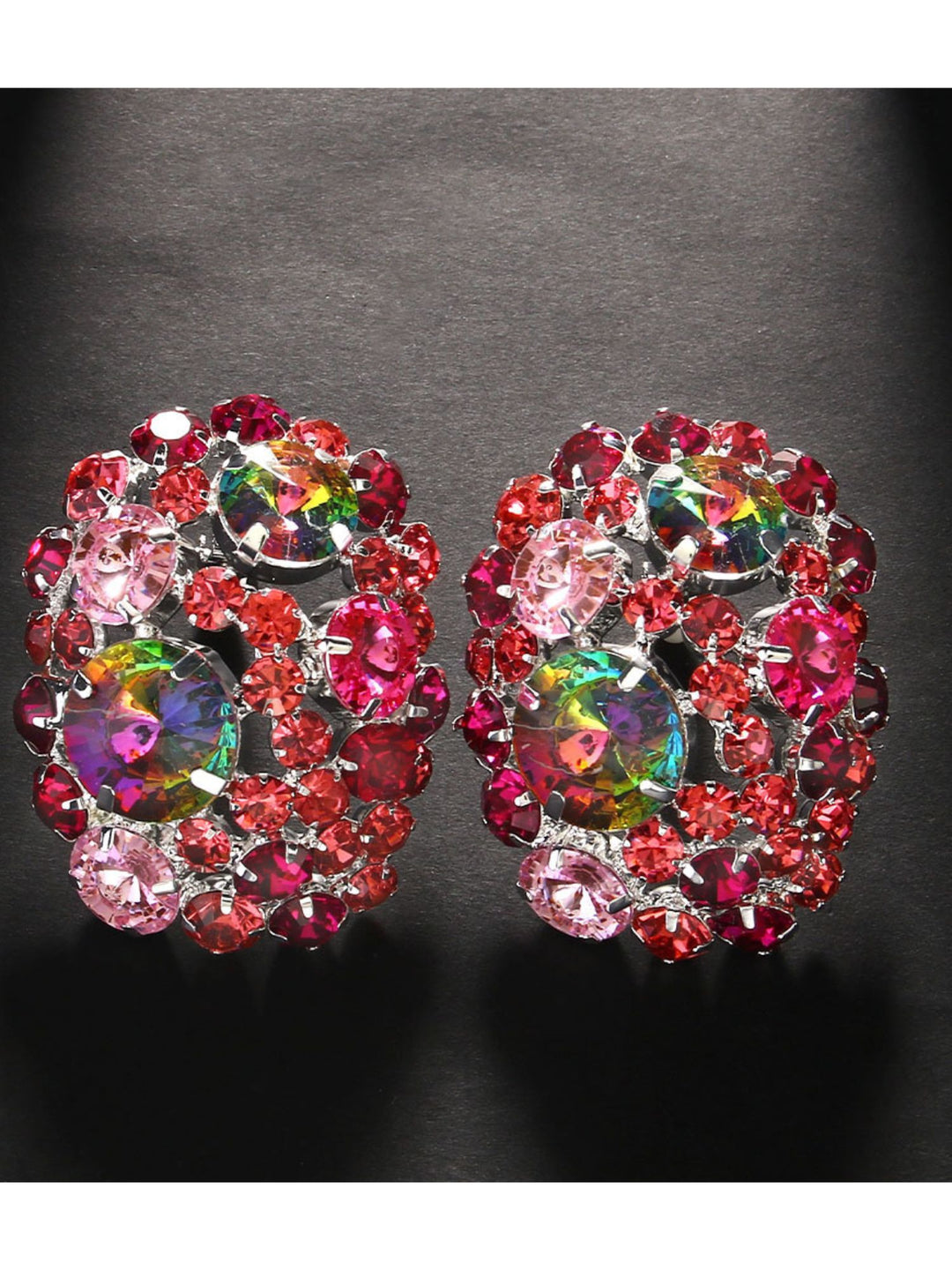 Large Round Exaggerated Rhinestone Stage Earrings