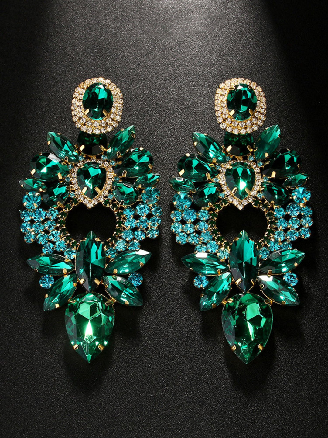 Emerald Green Exquisite High-End Fashion Delicated Crystal Drop Earrings