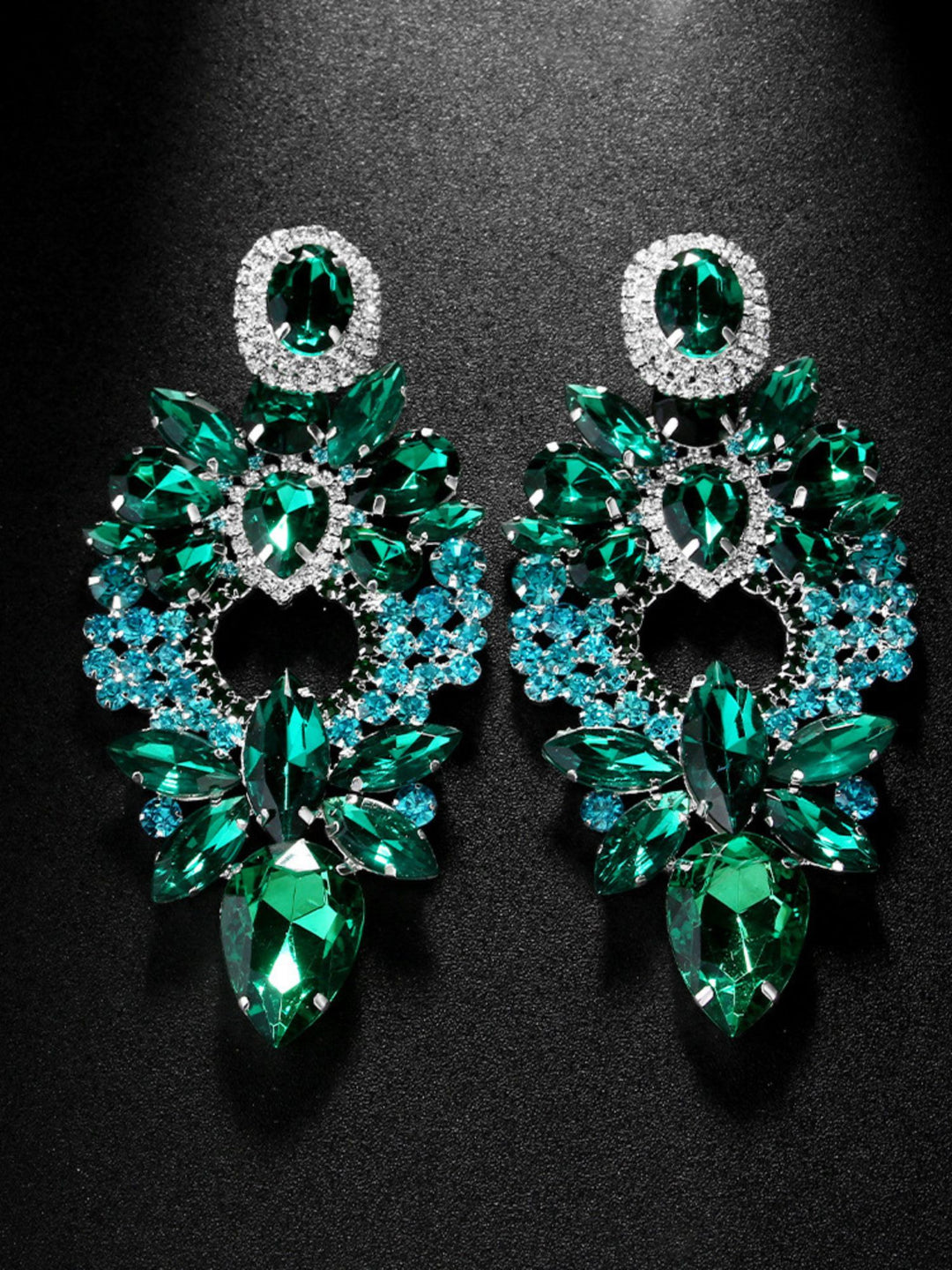 Emerald Green Exquisite High-End Fashion Delicated Crystal Drop Earrings