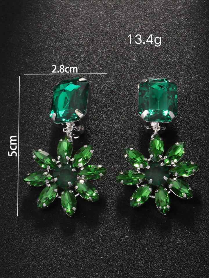 Women's Luxury High-end Emerald Crystal Flower Delicate Earrings