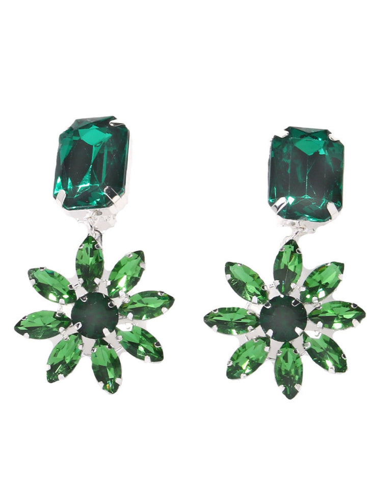 Women's Luxury High-end Emerald Crystal Flower Delicate Earrings