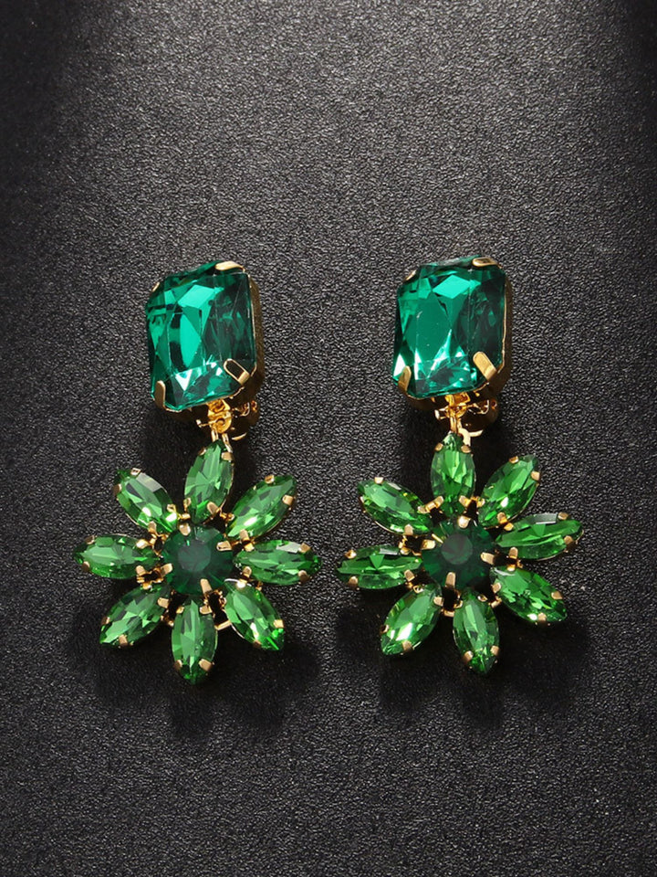 Women's Luxury High-end Emerald Crystal Flower Delicate Earrings