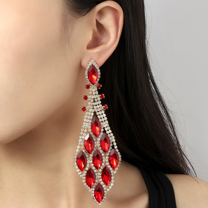 Retro Exaggerated Fashion Glass Rhinestone Elegant Earrings