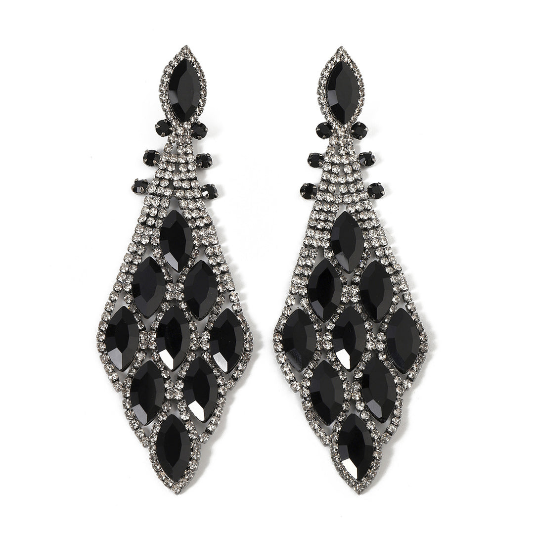 Retro Exaggerated Fashion Glass Rhinestone Elegant Earrings