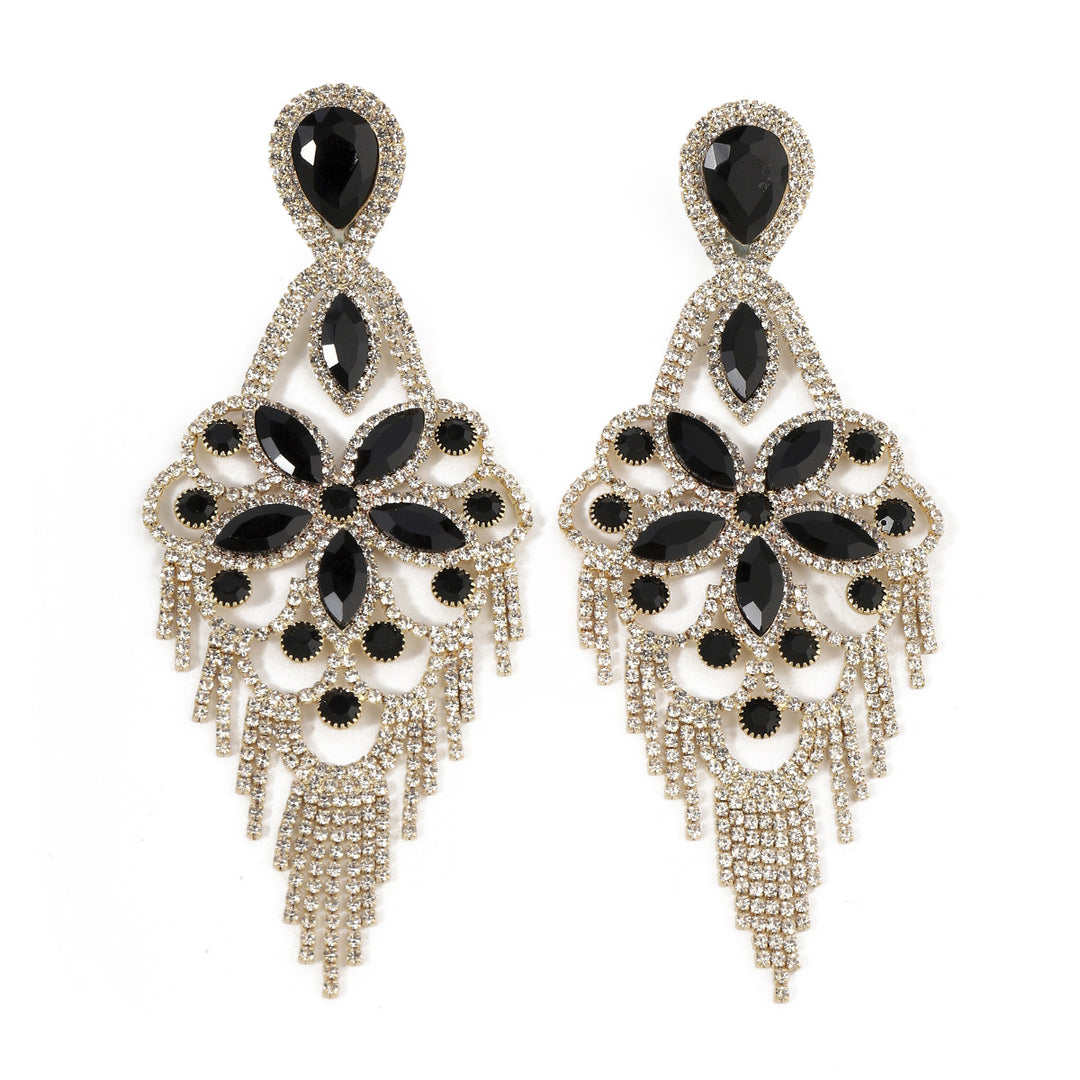 Fashion Exaggerated Rhinestone Elegant Flower Drop Earrings