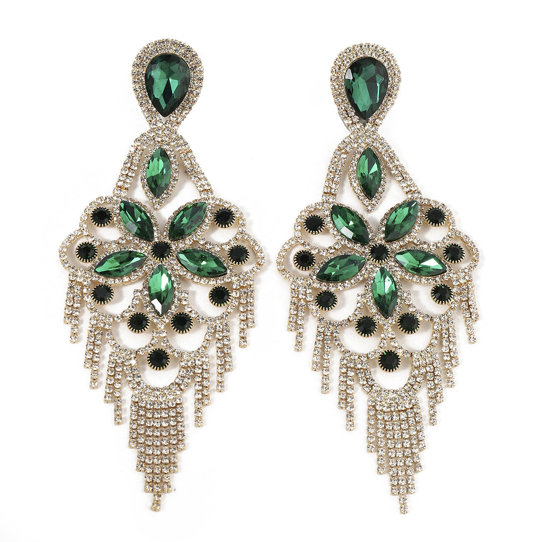 Fashion Exaggerated Rhinestone Elegant Flower Drop Earrings