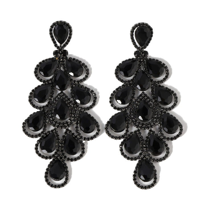 Stylish Exaggerated Rhinestone Luxury Long Drop Earrings