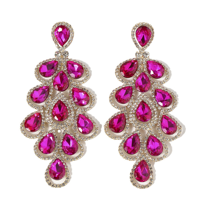 Stylish Exaggerated Rhinestone Luxury Long Drop Earrings