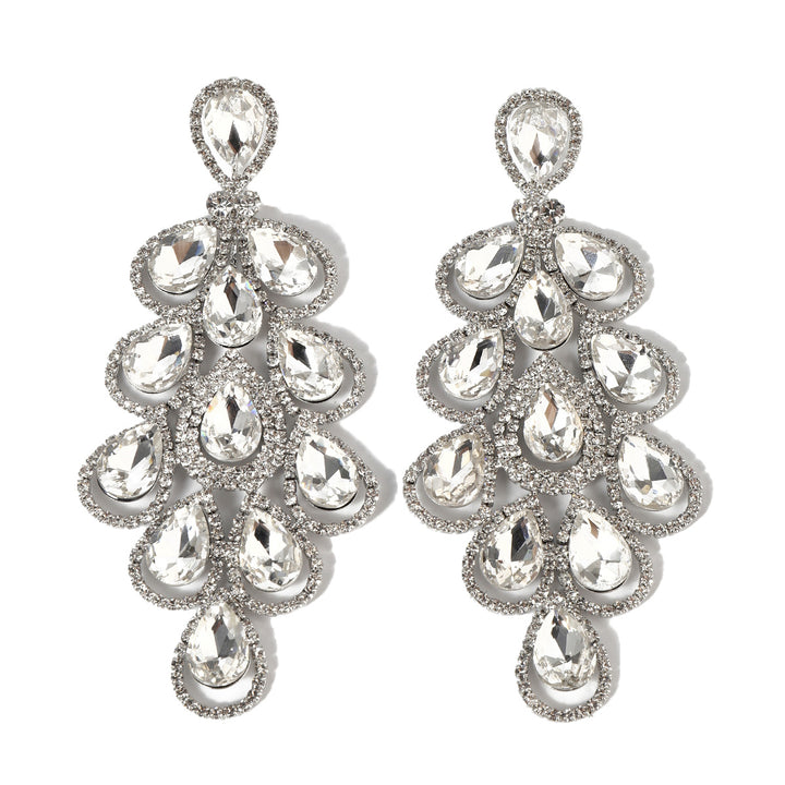 Stylish Exaggerated Rhinestone Luxury Long Drop Earrings