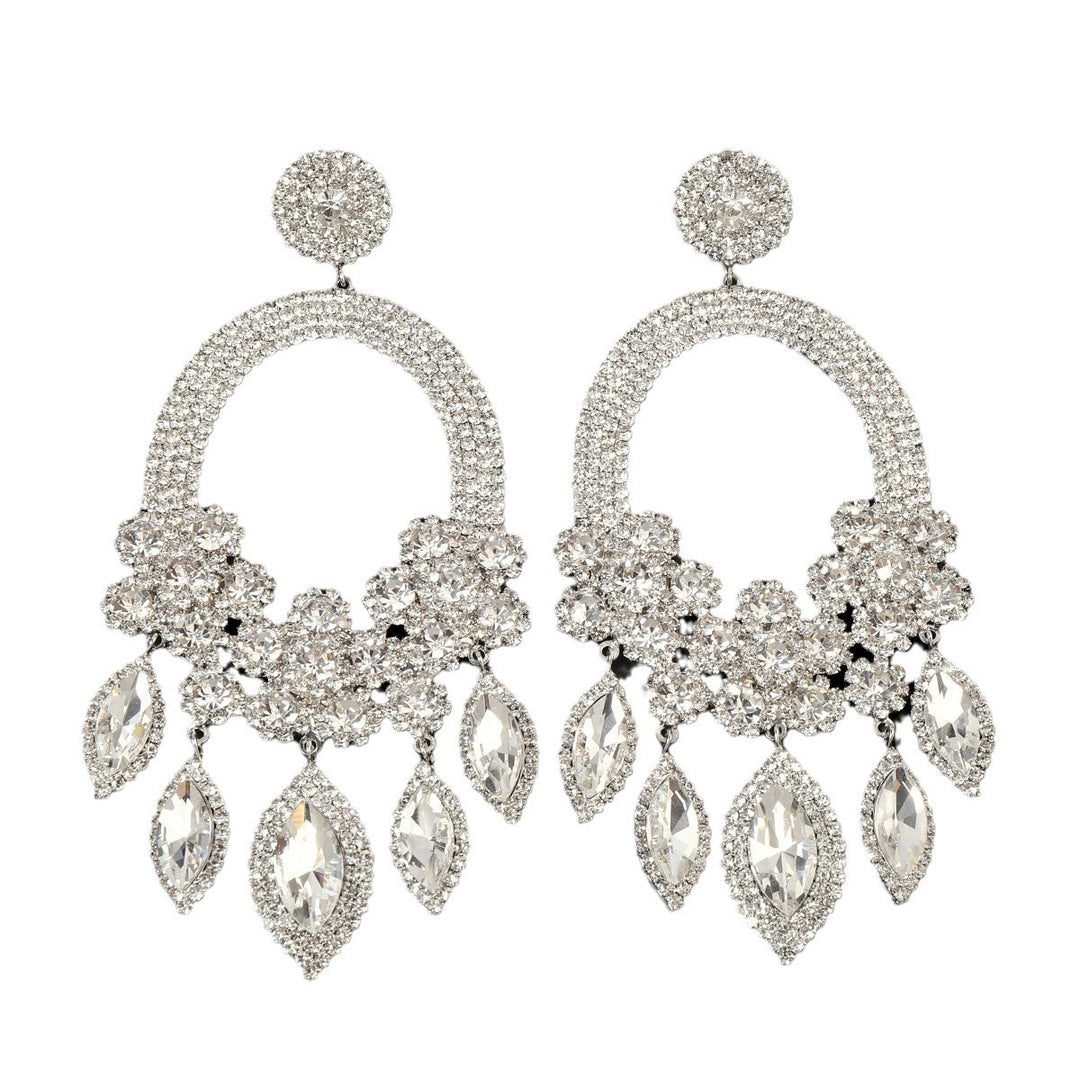 Exaggerated Stylish Flower Luxury Diamond Dangle Earrings