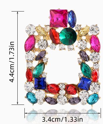 Exaggerated Square Alloy Rhinestone Large Fashion Earrings