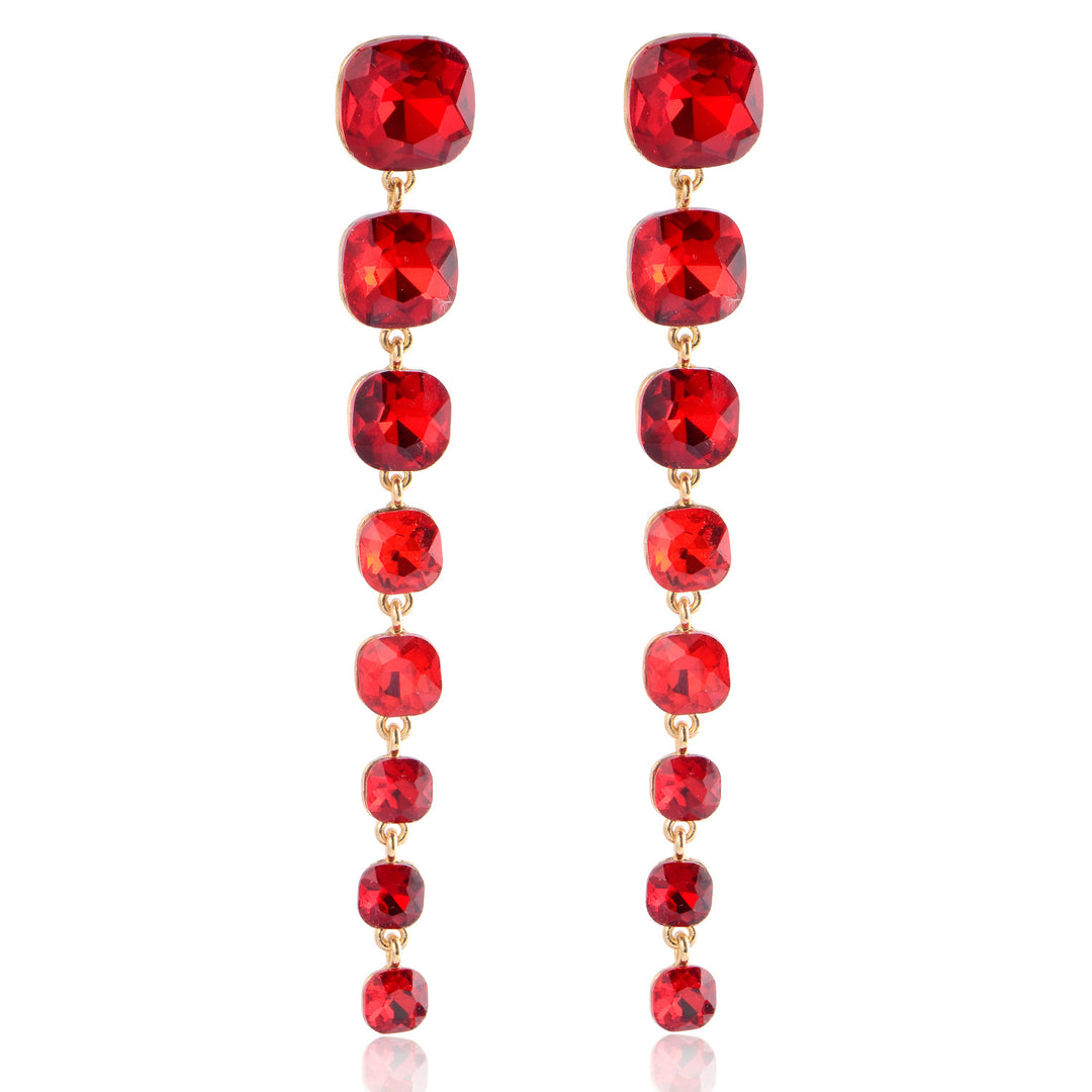 Exaggerated Long Alloy Rhinestone Fashion Earrings