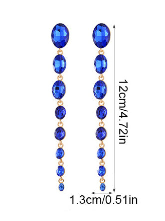 Exaggerated Long Alloy Rhinestone Fashion Earrings