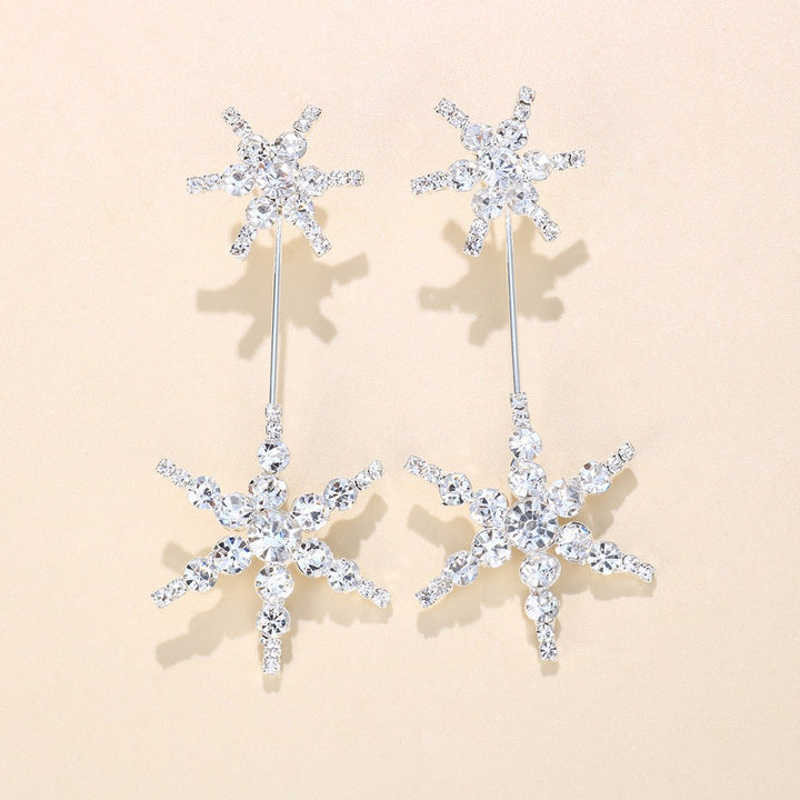 Fashion Hexagram Gold Rhinestone High End Elegant Earrings