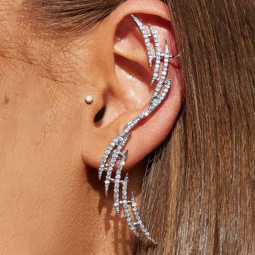 Geometric Minimalist Rhinestone Wing Earrings