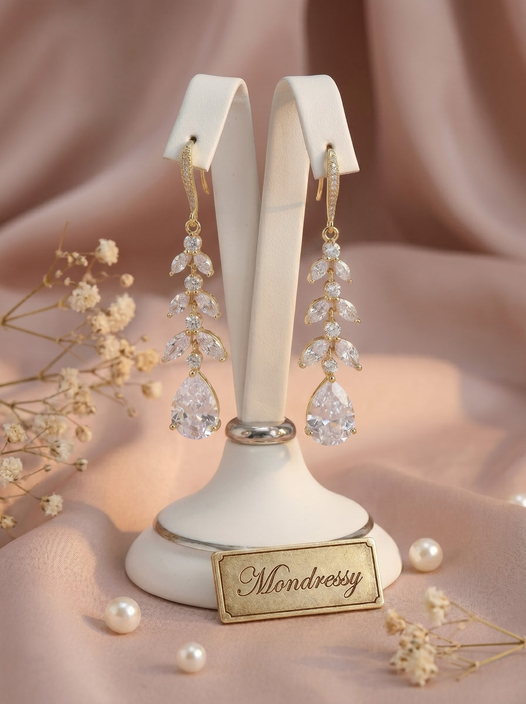 Classic Vine Cubic Zirconia Dangle Earrings Wedding Jewelry For Bride