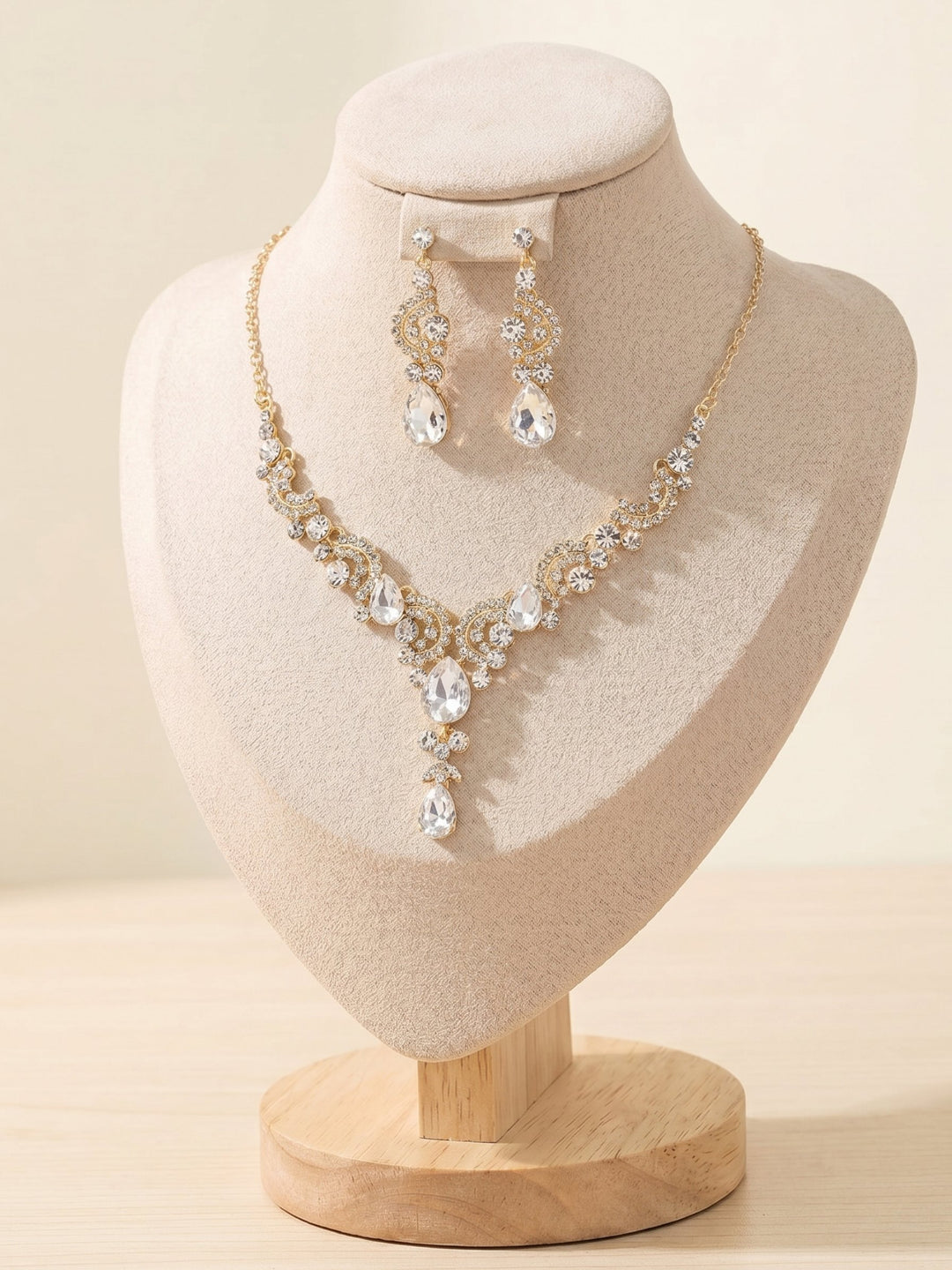 1 Set Bridal Jewelry Two-piece Elegant Zirconia Wedding Jewelry For Bride Earrings & Necklace