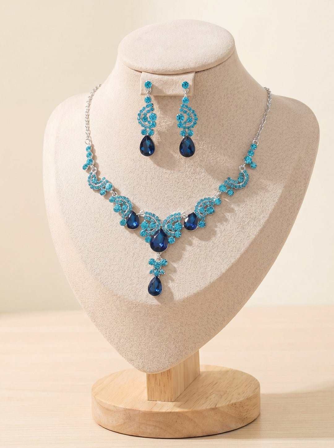 1 Set Bridal Jewelry Two-piece Elegant Zirconia Wedding Jewelry For Bride Earrings & Necklace