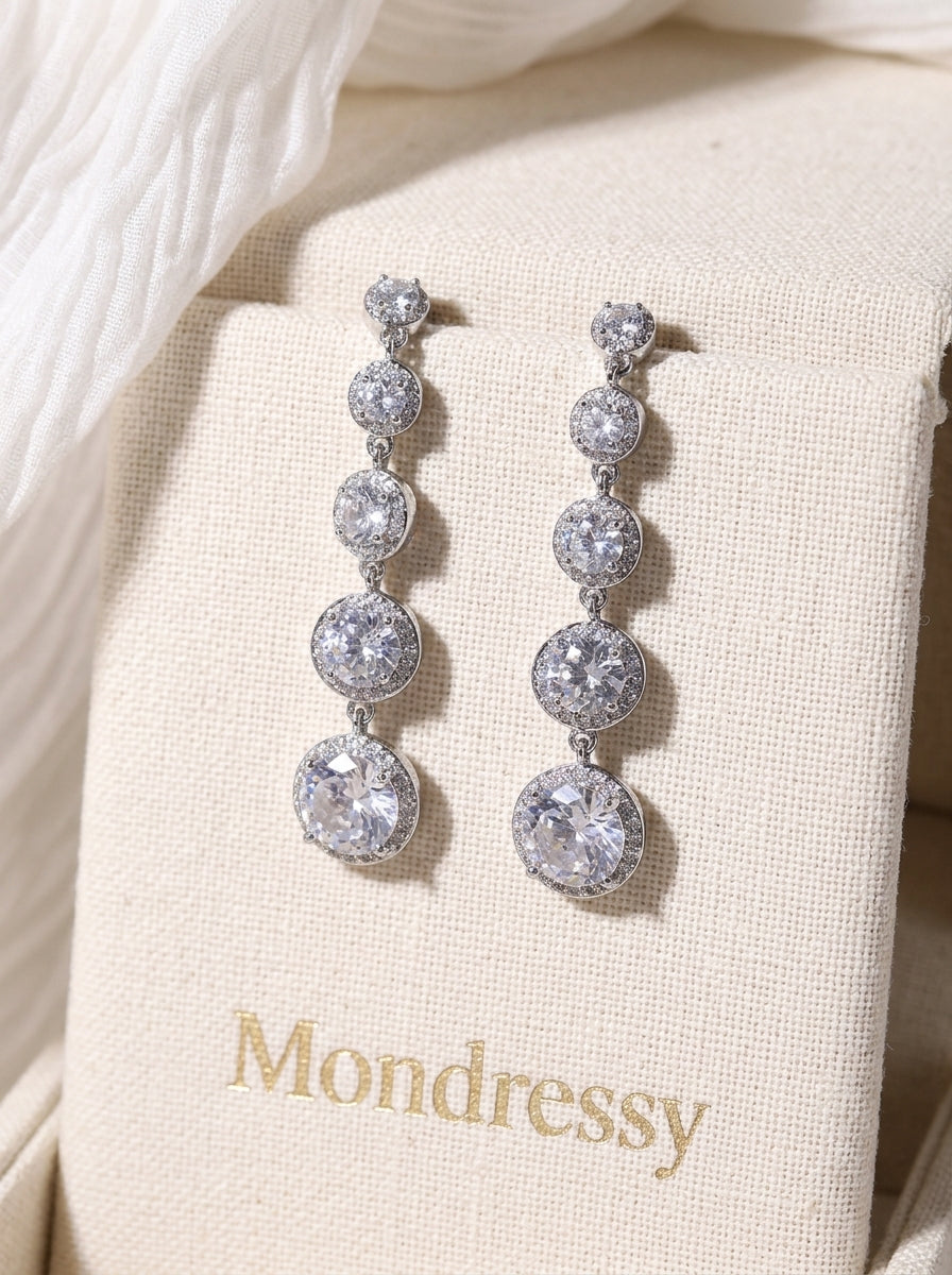 Gorgeous Elegant Cubic Zirconia Drop Earrings For Bridal & Bridesmaid