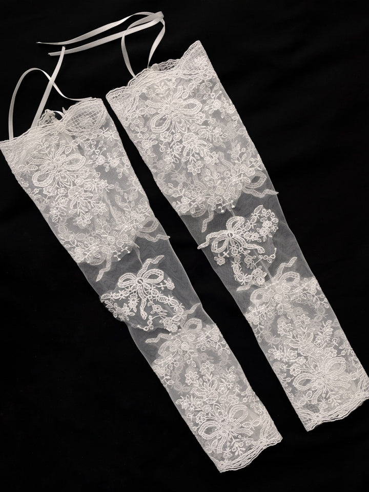 Lace Elbow Length Glove Elegant Fingerless Party Glove