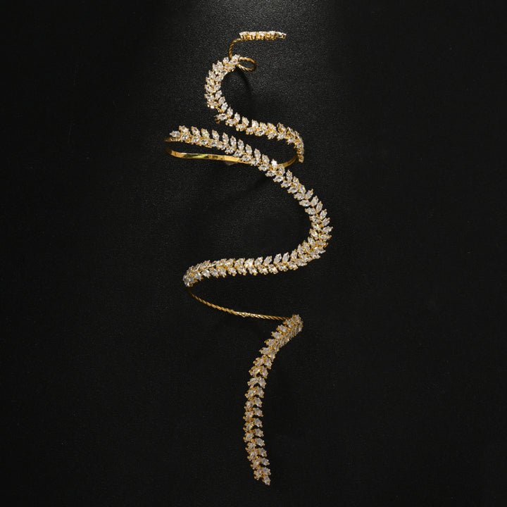 Delicate Wheat Leaf Large Zirconia Bracelet