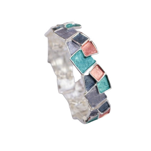 Delicated High-End Enamel Geometrical Square Alloy Stretch Bracelet