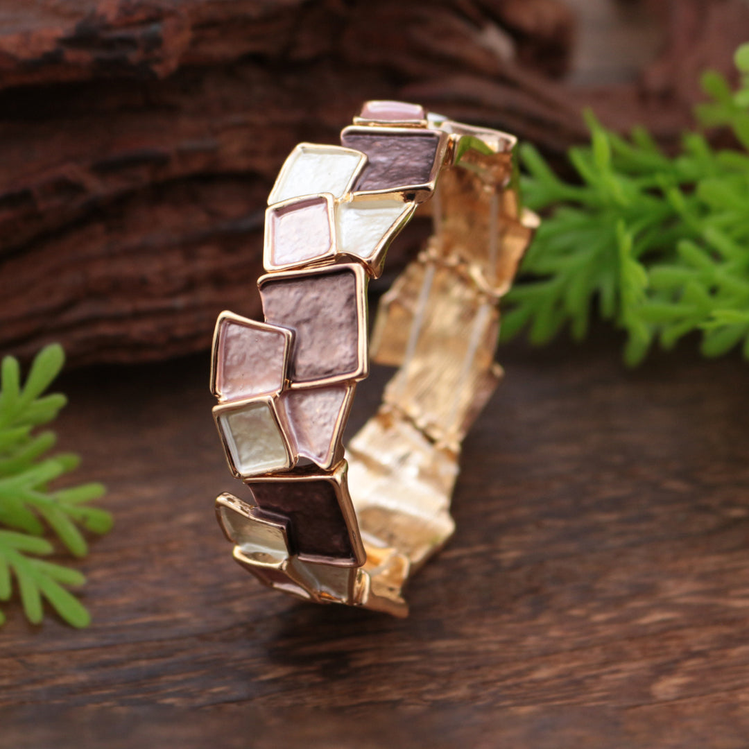 Delicated High-End Enamel Geometrical Square Alloy Stretch Bracelet