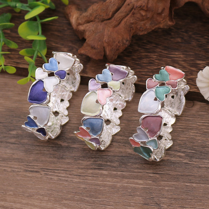 High-End Enamel Geometrical Cutout Heart Alloy Stretch Bracelet