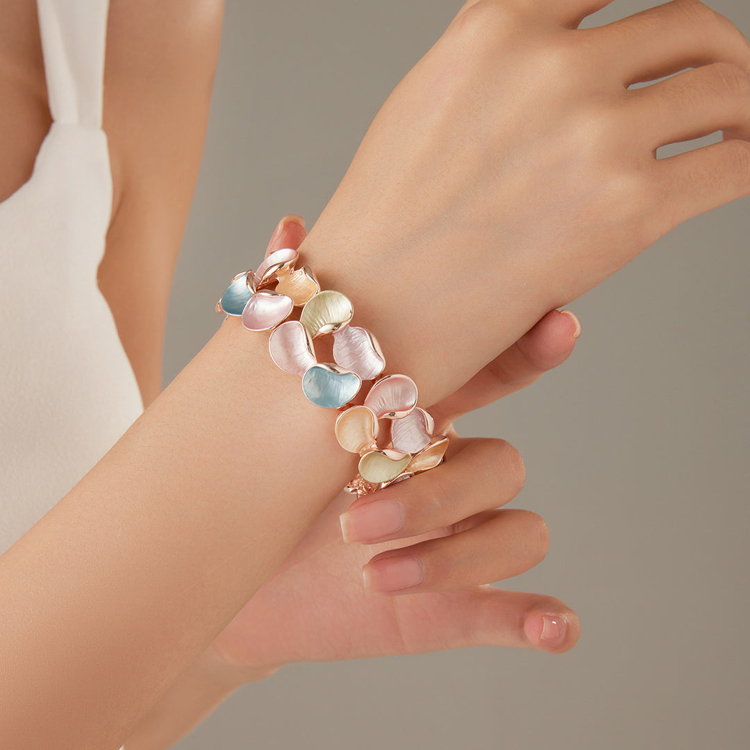 Stylish Sweet Double Rows Colorful Art Petal Stretch Bracelet