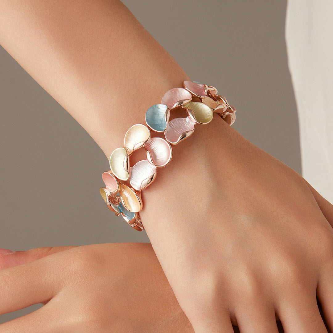 Stylish Sweet Double Rows Colorful Art Petal Stretch Bracelet