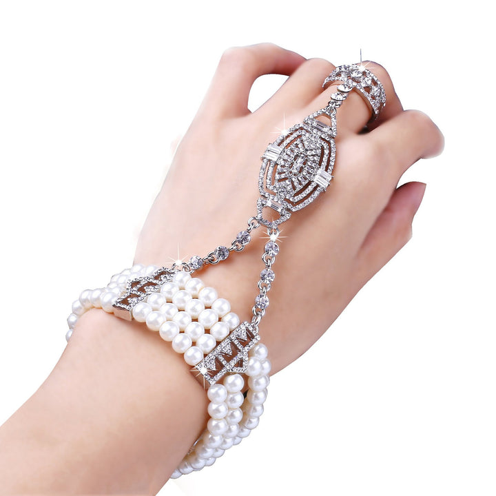Jewelry Simple Rhinestone Luxury Pearl Ring Bracelet Set