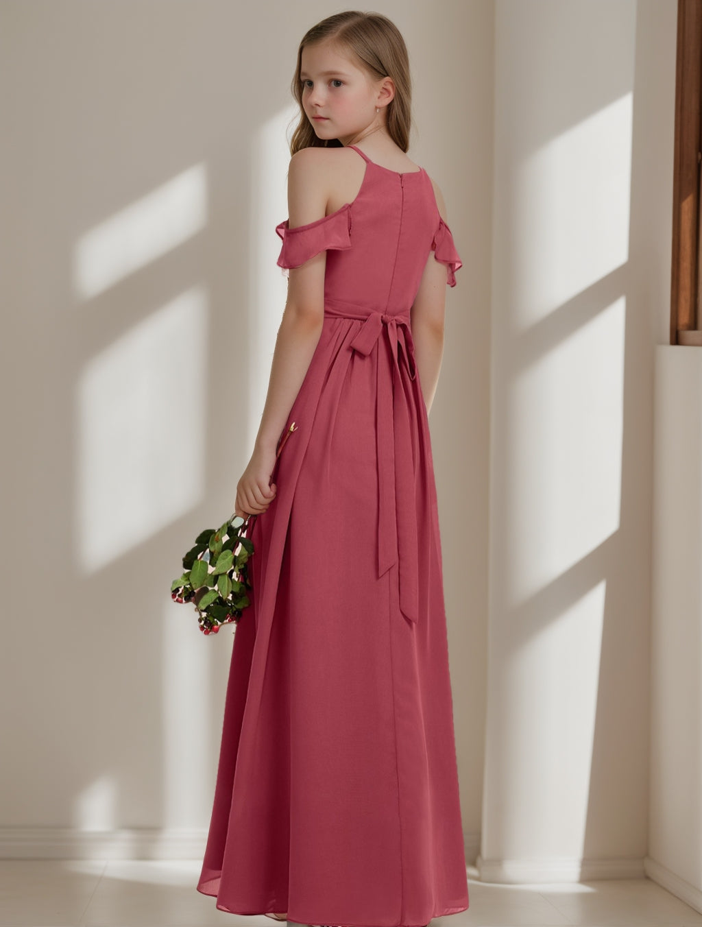 junior bridesmaid dresses off the shoulder JJ's House A-line Off the Shoulder Floor-Length Satin Junior Bridesmaid Dress 2026