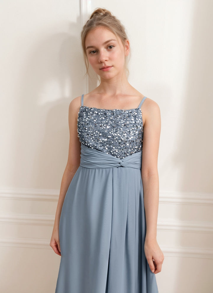 A-Line/Princess Spaghetti Straps Junior Girl Bridesmaid Dresses with Sequins