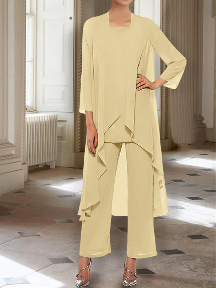 Chiffon Long Sleeves Mother of the Bride Pantsuits with Jacket