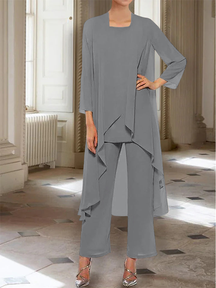 Chiffon Long Sleeves Mother of the Bride Pantsuits with Jacket