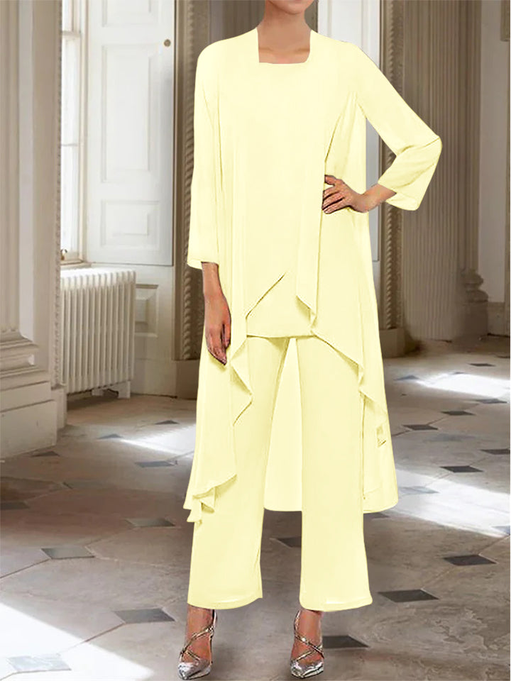 Chiffon Long Sleeves Mother of the Bride Pantsuits with Jacket