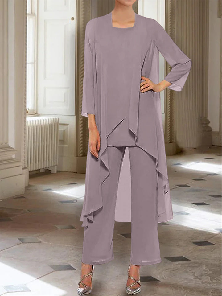 Chiffon Long Sleeves Mother of the Bride Pantsuits with Jacket