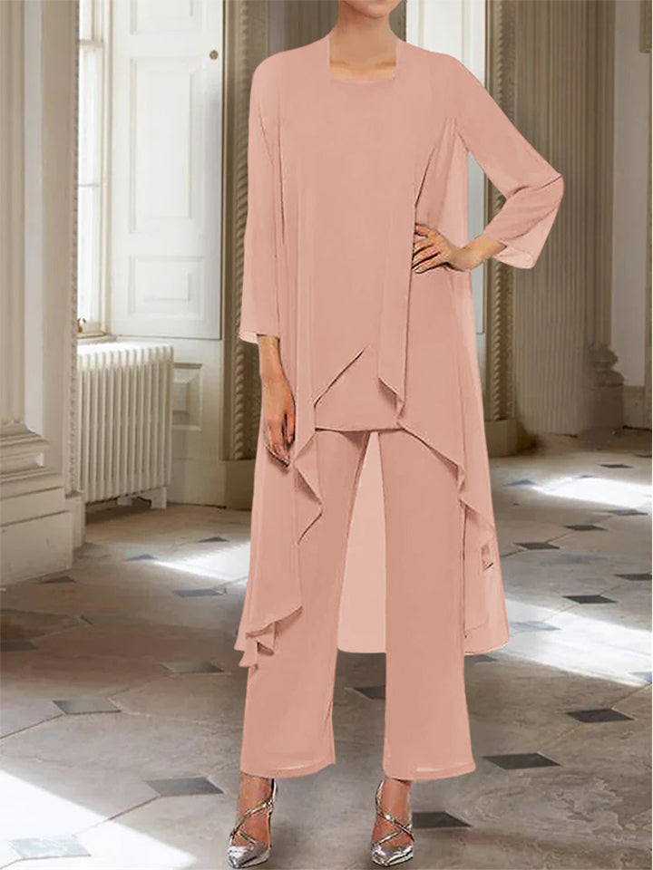 Chiffon Long Sleeves Mother of the Bride Pantsuits with Jacket