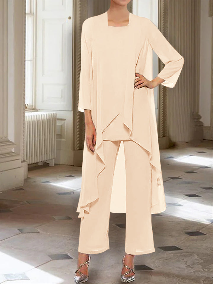 Chiffon Long Sleeves Mother of the Bride Pantsuits with Jacket