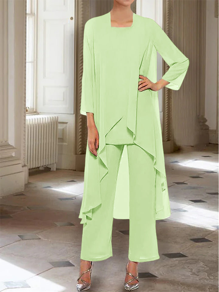 Chiffon Long Sleeves Mother of the Bride Pantsuits with Jacket