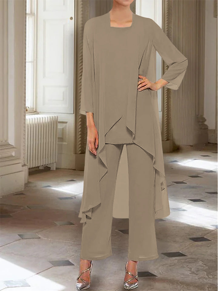 Chiffon Long Sleeves Mother of the Bride Pantsuits with Jacket