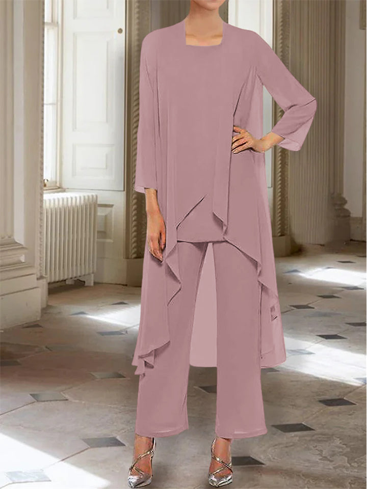 Chiffon Long Sleeves Mother of the Bride Pantsuits with Jacket