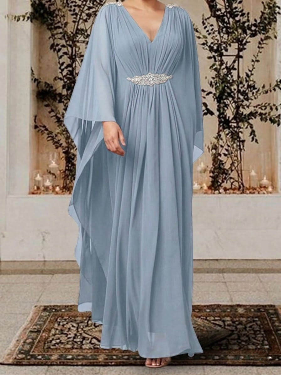 A-Line/Princess V-Neck Mother of the Bride Dresses with Rhinestones