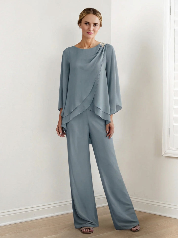 Chiffon Long Sleeves Mother Of The Bride Pantsuits