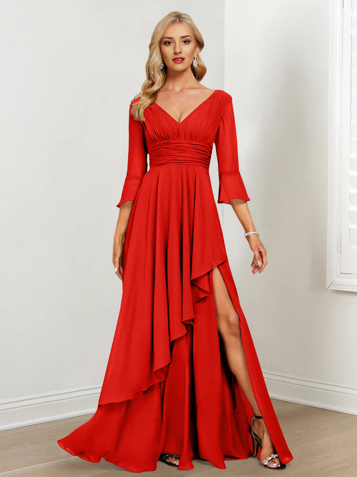 A-Line/Princess V-Neck Mother of the Bride Dresses with Ruffles