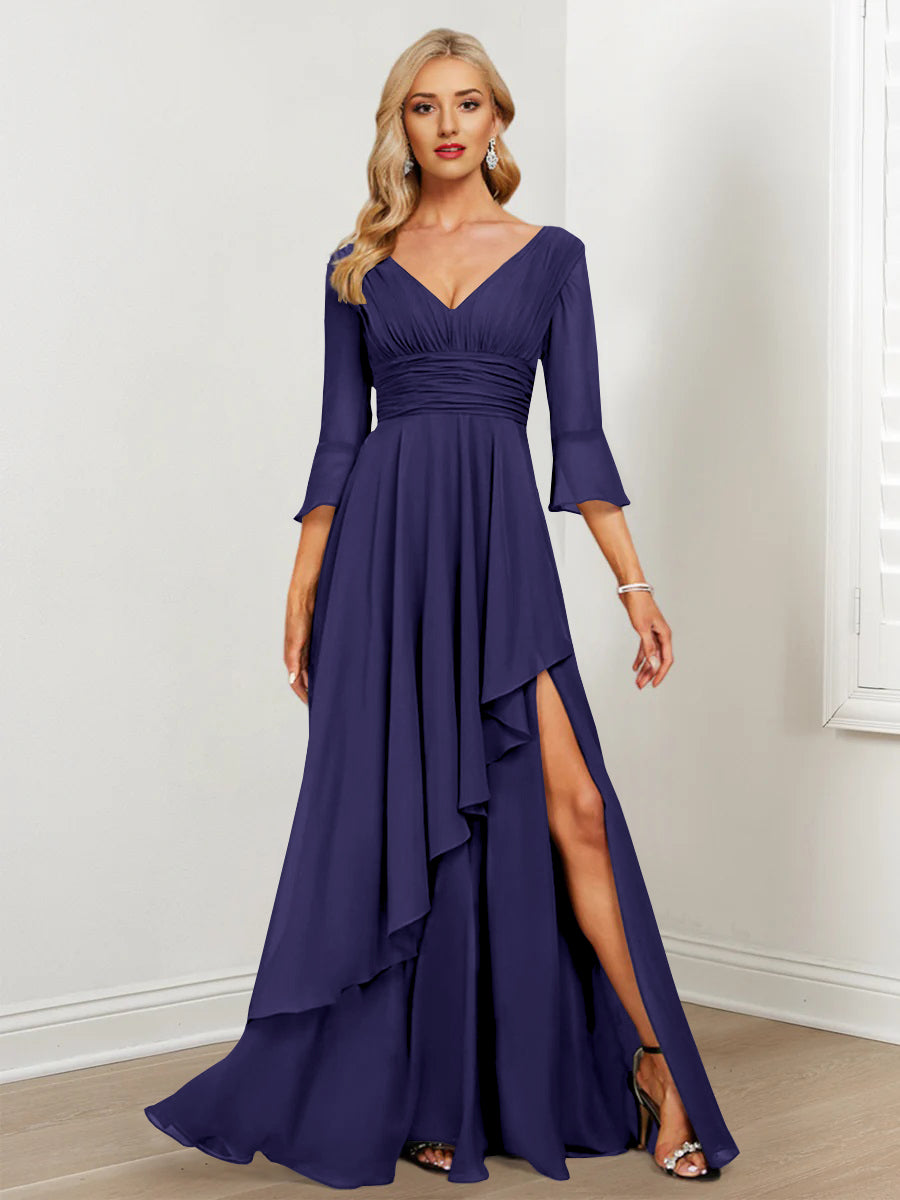 A-Line/Princess V-Neck Mother of the Bride Dresses with Ruffles